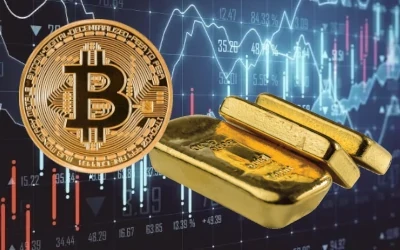 Lingotti d'oro e Bitcoin