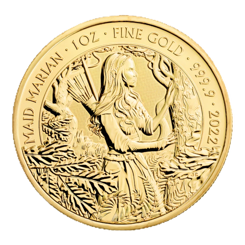 Reverso de la moneda Maid Marian 2022 de 1 oz en oro