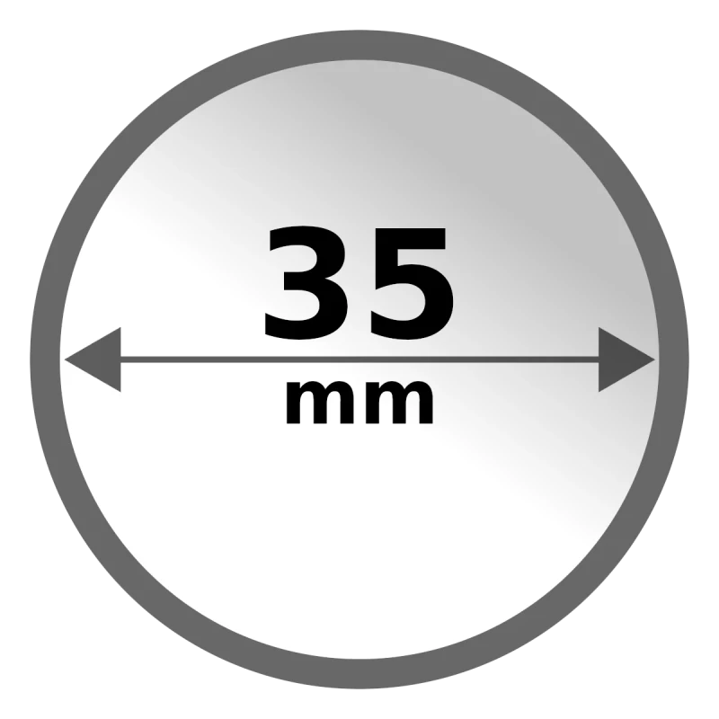 Capsula in plastica per monete in oro, argento e platino con diametro interno da 35 mm