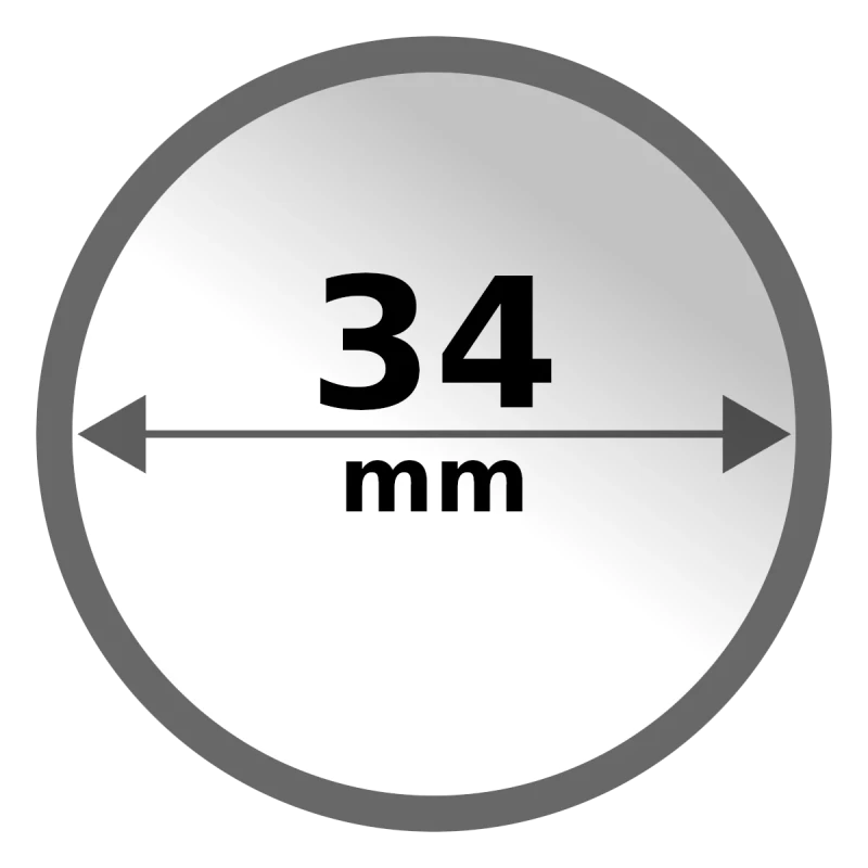 Cápsula de plástico para monedas en oro, plata y platino 34 mm