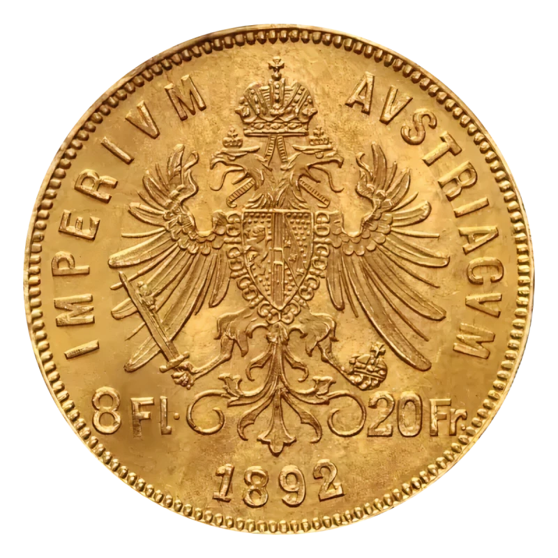 Retro del 8 Fiorini Marengo Austriaco di Oro