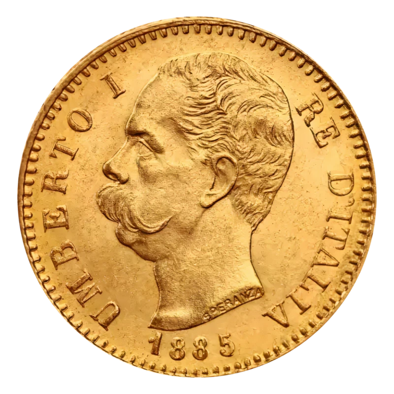 Fronte della 20 Lire Umberto I Marengo Italiano da Anni misti di Oro