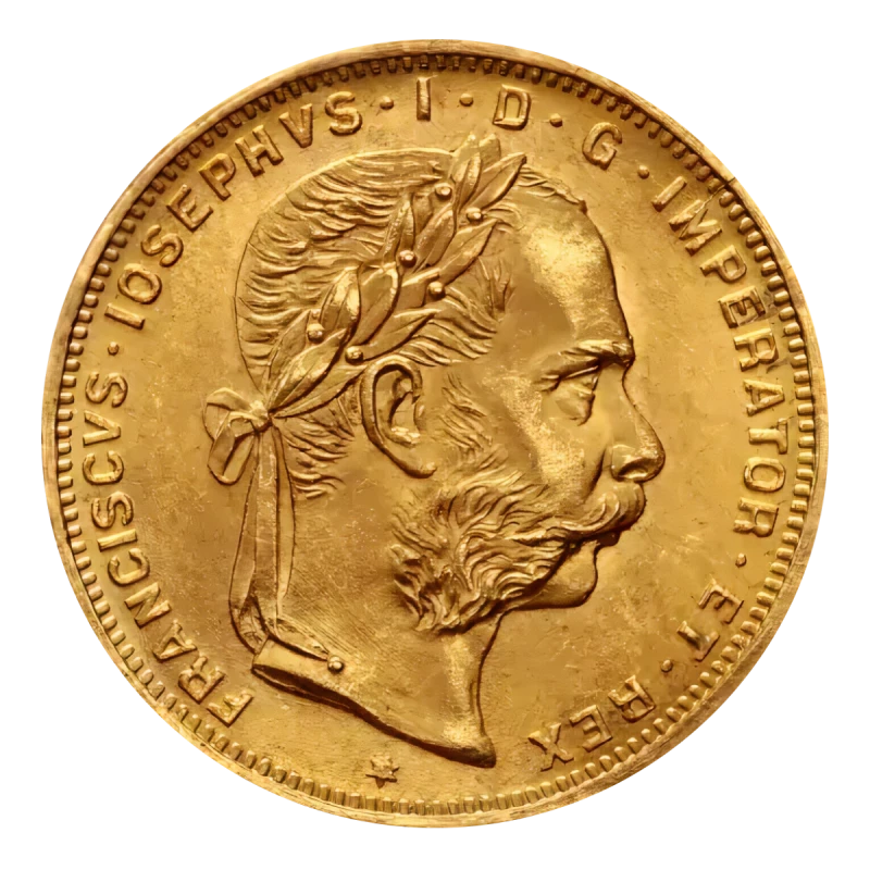 Fronte del 8 Fiorini Marengo Austriaco di Oro