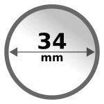 Cápsula de plástico para monedas en oro, plata y platino 34 mm