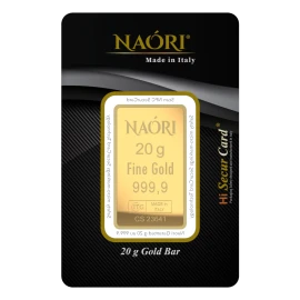 Anverso del lingote en oro puro de 20 gramos - Naori