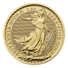 Reverso de la Britania en oro de 1 oz 2023 Rey Carlos III