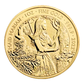 Reverso de la moneda Maid Marian 2022 de 1 oz en oro