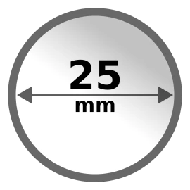 Anverso de la cápsula de plástico para monedas de oro 25 mm