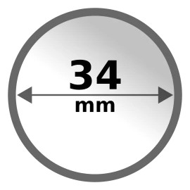 Cápsula de plástico para monedas en oro, plata y platino 34 mm